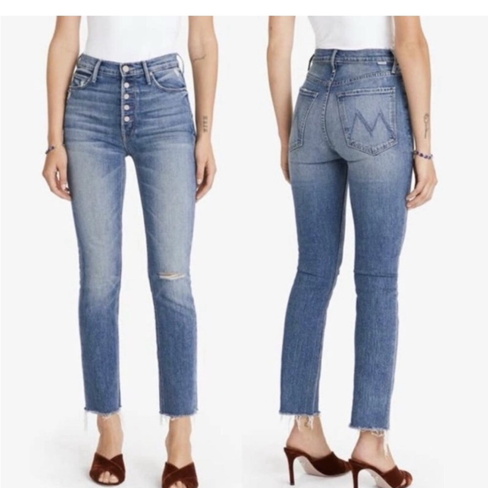 MOTHER The Pixie Dazzler Ankle Fray Popism Jeans Size 27